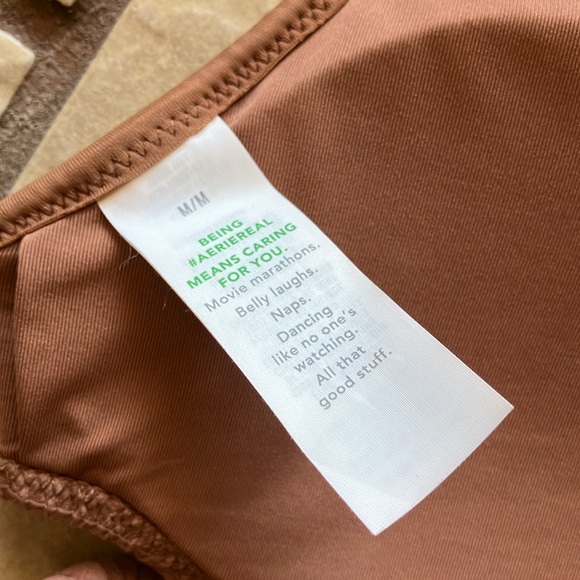 Aerie brown crinkle scoop swim suit - Picture 4 of 6